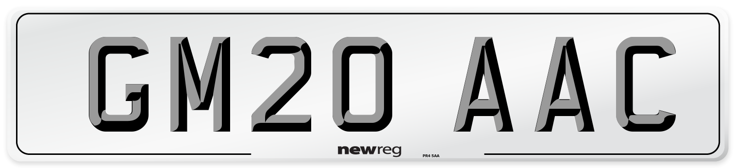 GM20 AAC Number Plate from New Reg